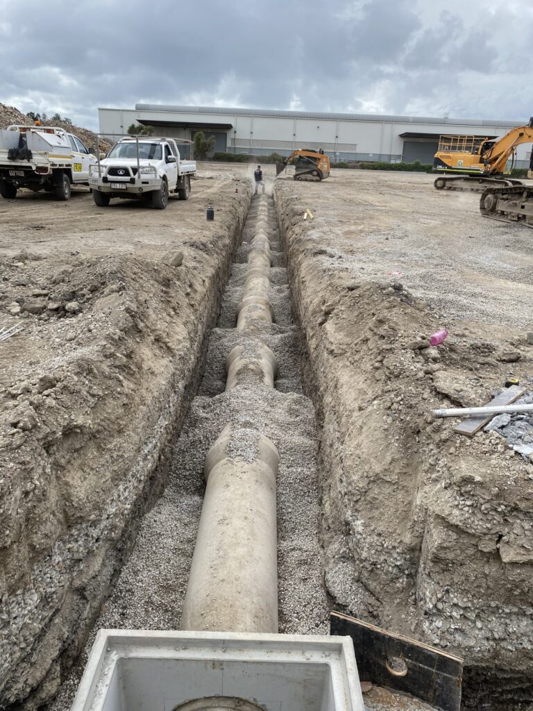 Drainage pipe installation at a Brisbane work site