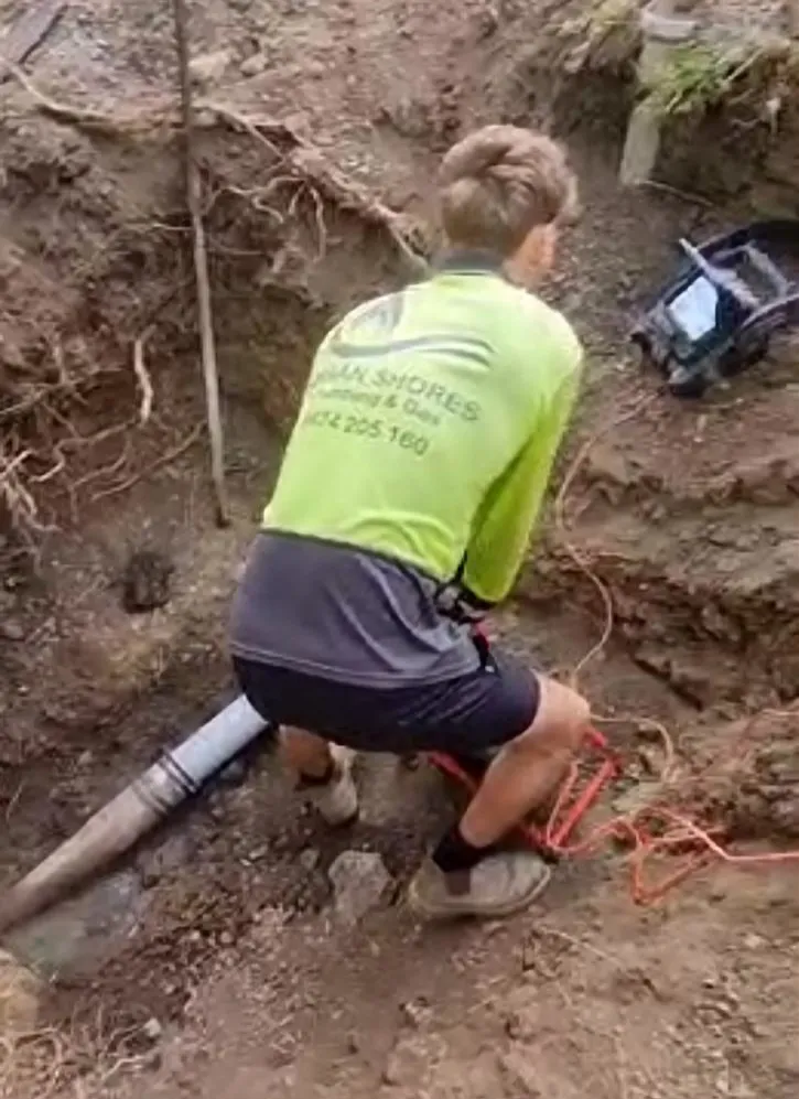 Drain repair work in progress