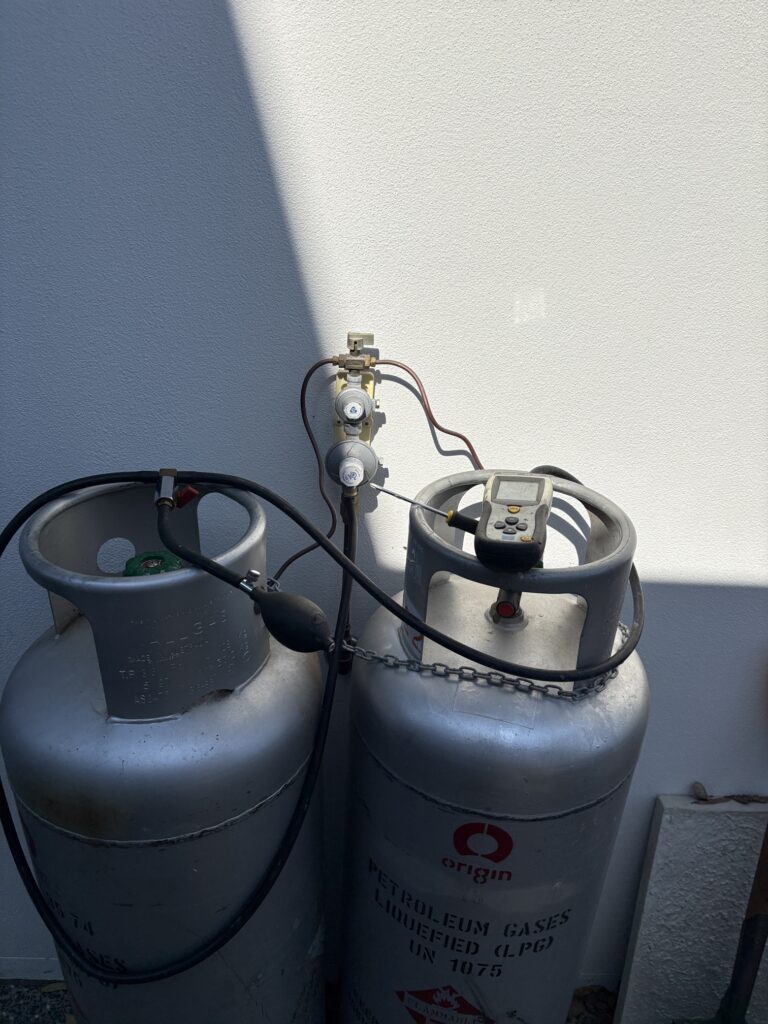 LPG cylinders and gas equipment at a work site