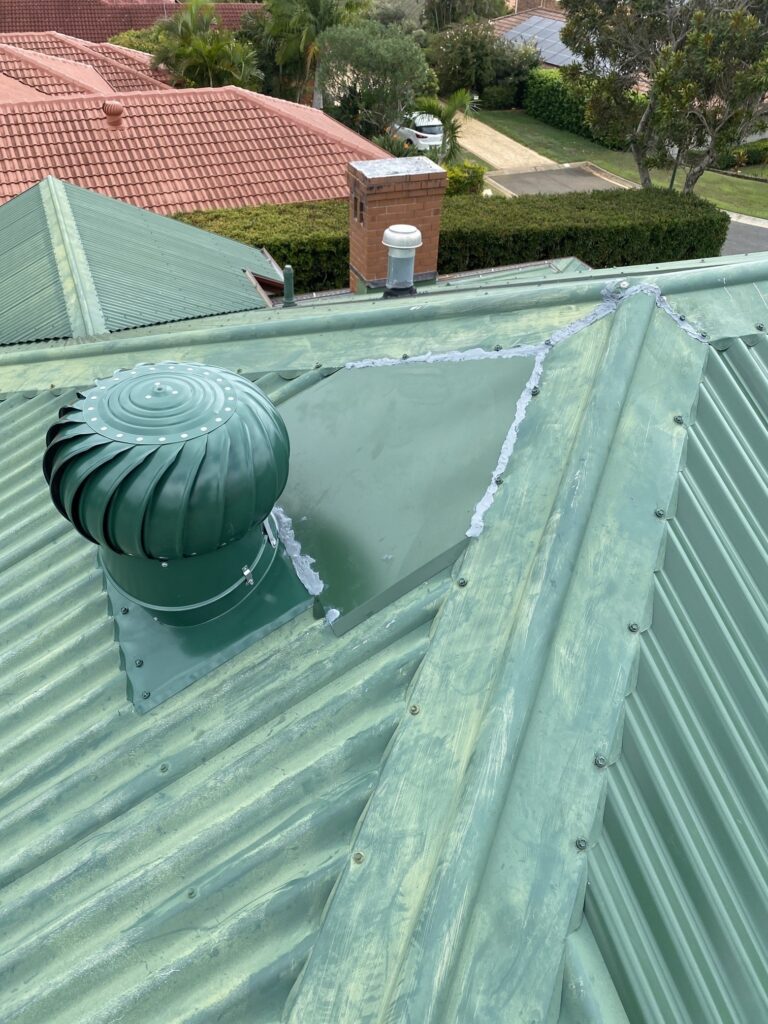 Roof ventilator and flashing in a roof-plumbing context